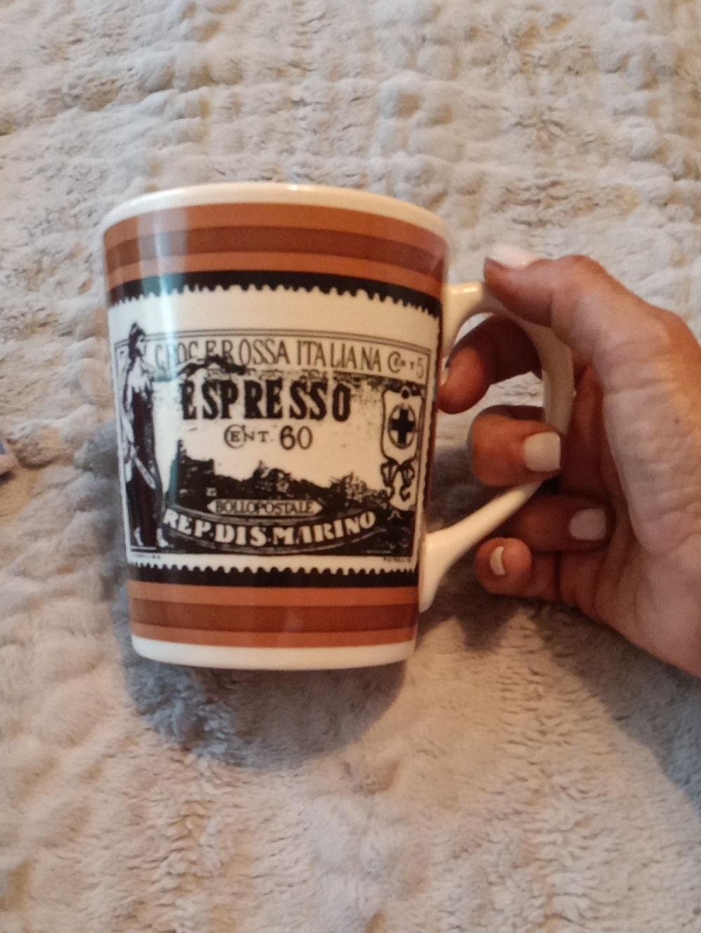 Espresso Brown Striped Ceramic Coffee Mug - Unbranded